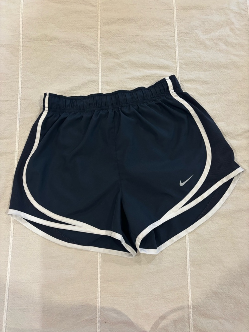 Nike Women's Dark Blue Athletic Shorts with White Piping